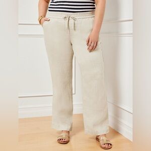 Talbots Washed Linen Wide Leg Pant Plus Petite 2XLP Color Flax/Beige